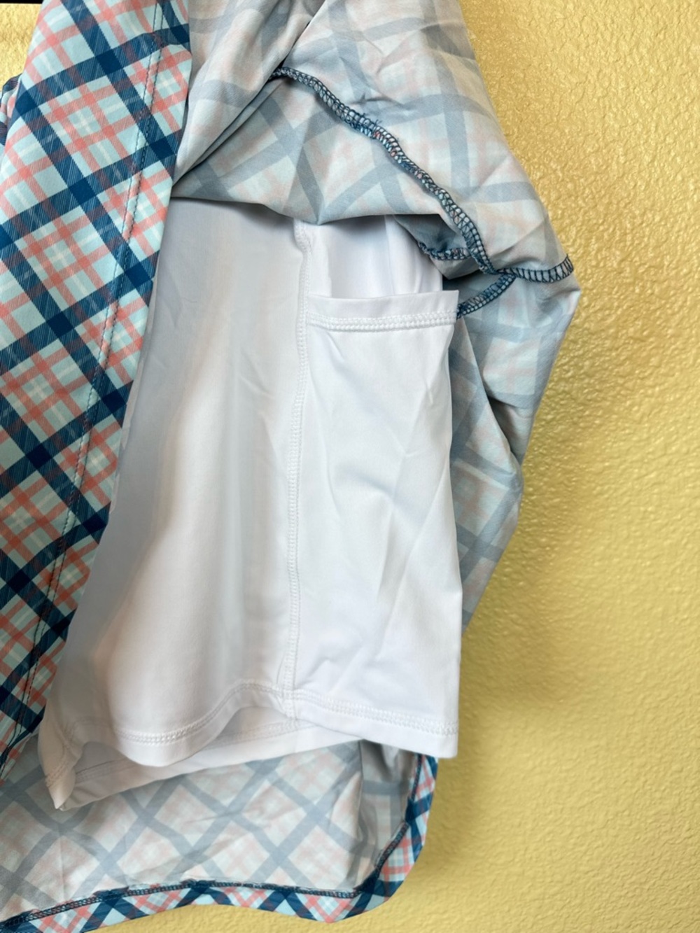 Kyodan Golf Athletic Skirt Plaid A-Line Shorts Attached Pleated Blue XL Pocket - Picture 5 of 6